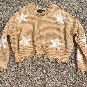Polly & Esther Distressed Star Sweater